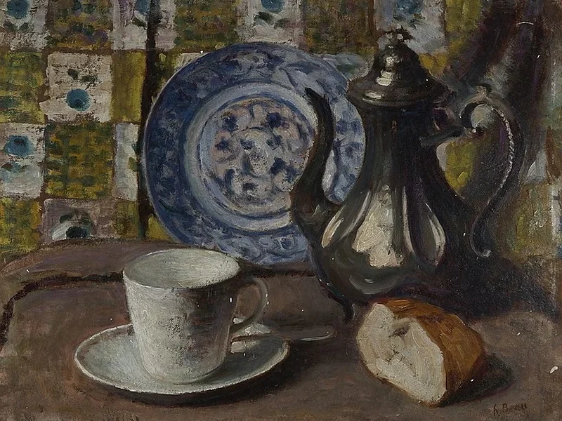 1863-Henri Beau - Natura morta con tazza